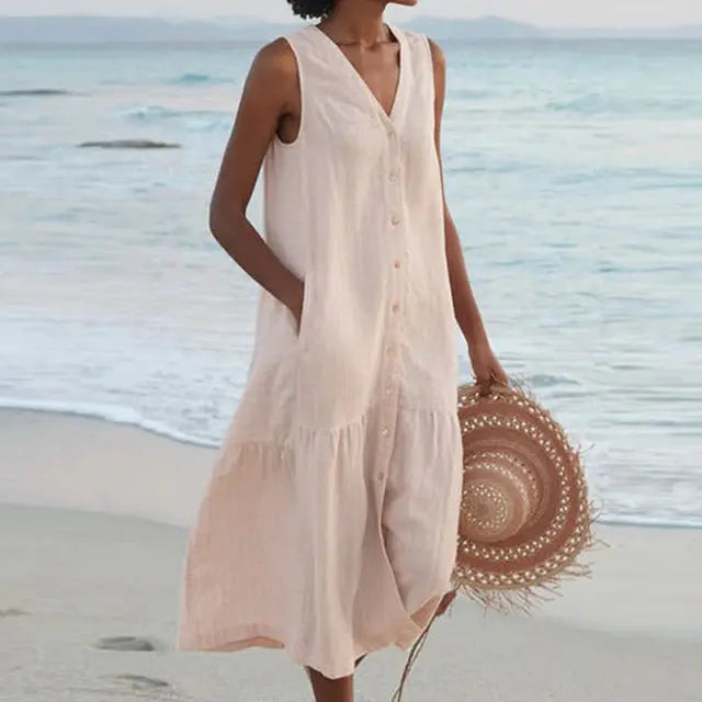 Rinalvo Sleeveless Buttoned Midi Dress