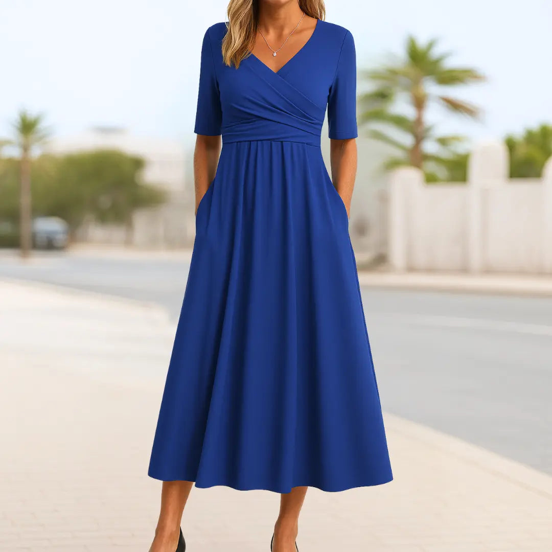 Rinalvo Crossed Dress with Short Sleeves