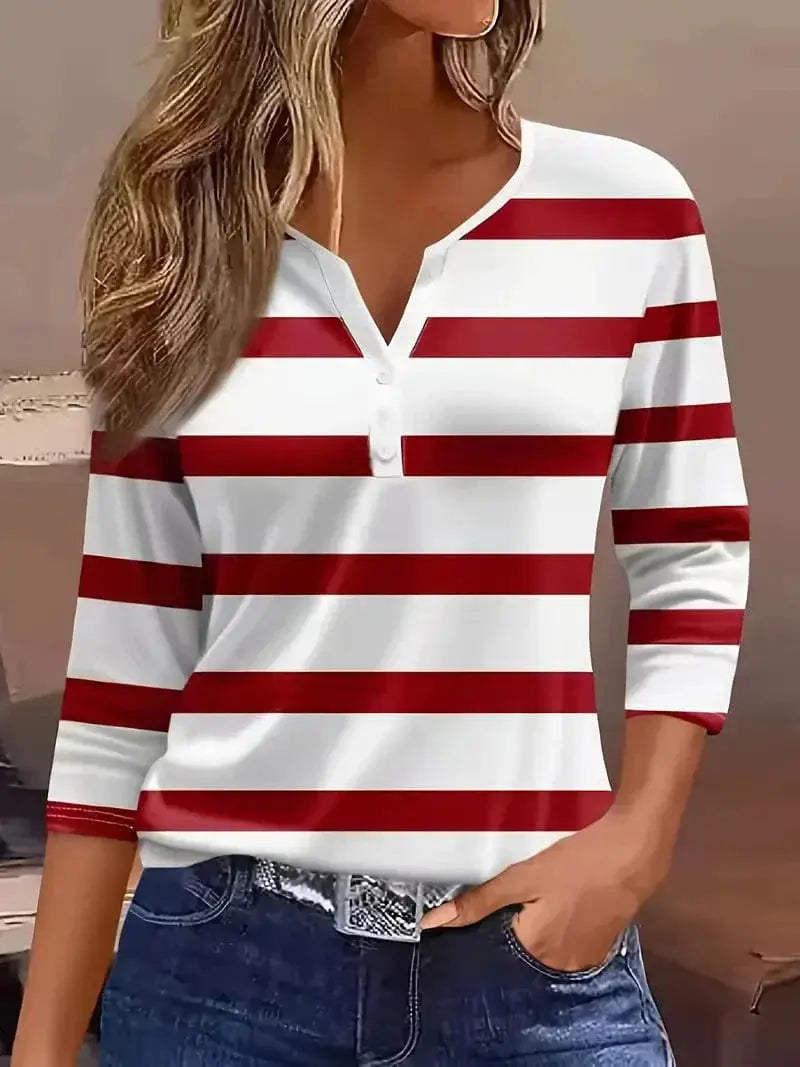 Rinalvo™ Striped V-Neck Top