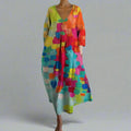 Rinalvo Colorful Dress with V-neck