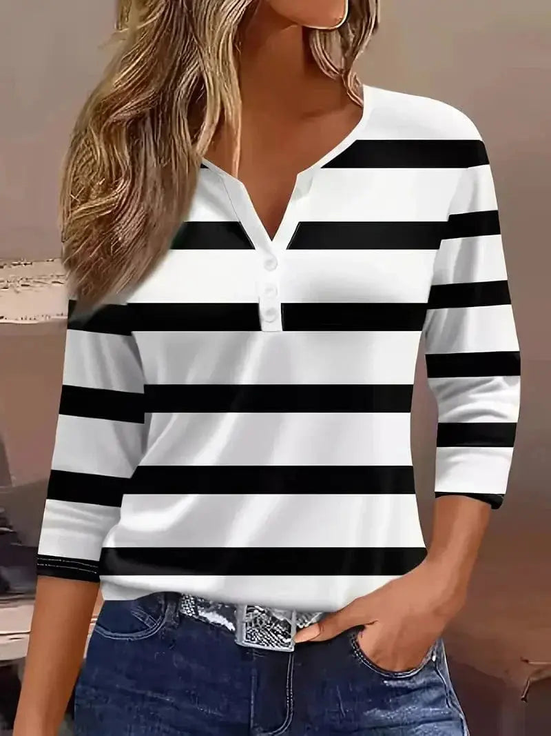 Rinalvo™ | Striped V-Neck Top Rinalvo™