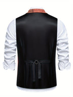 Trevor | Patchwork Vest with Herringbone Pattern
