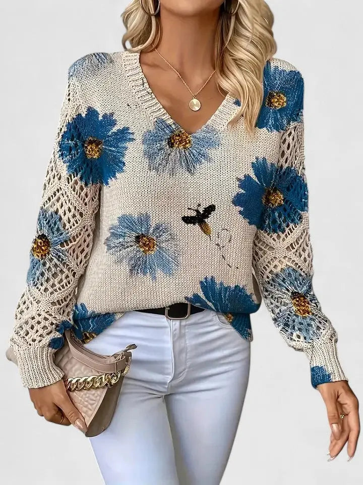 Rinalvo™ Elegant Sweater with Floral Pattern