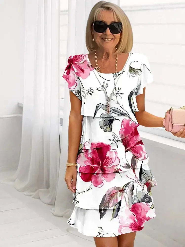 Rinalvo Ruffled Floral Pleated Dress