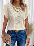 Rinalvo™ Top with Round Neck and Lace Trim