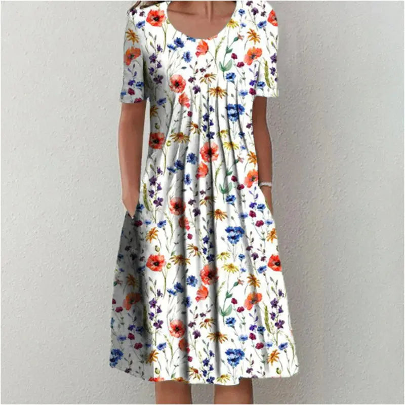Rinalvo Stylish and Casual Floral Dress with Pockets