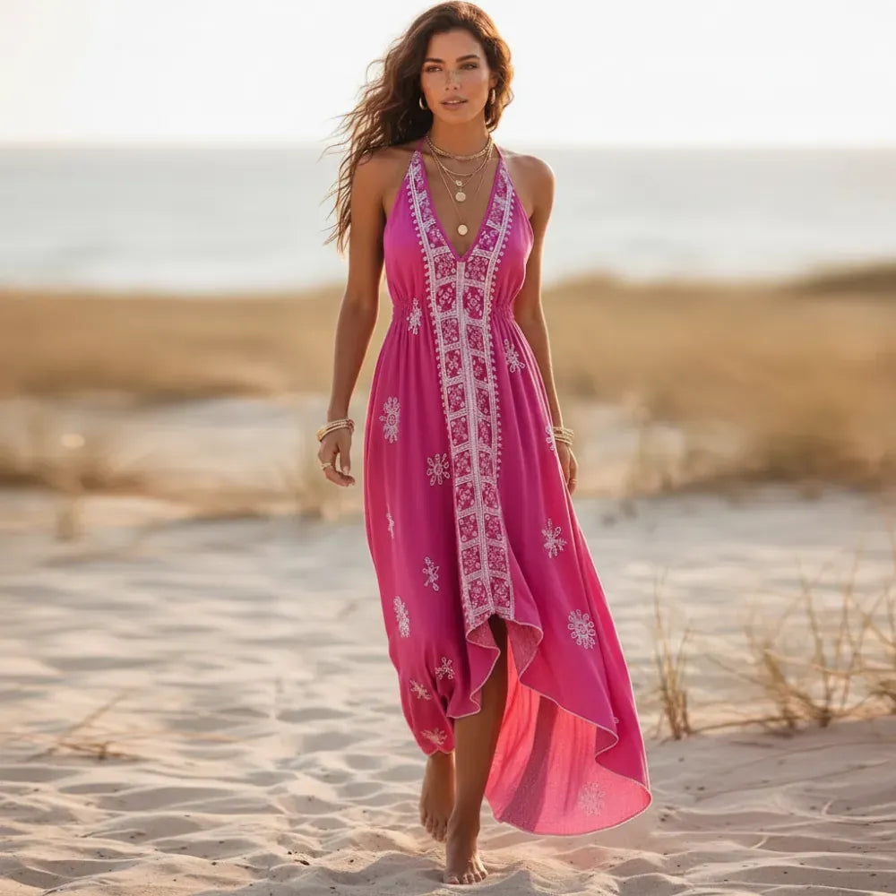 Boho Floral High Low Maxi Dress