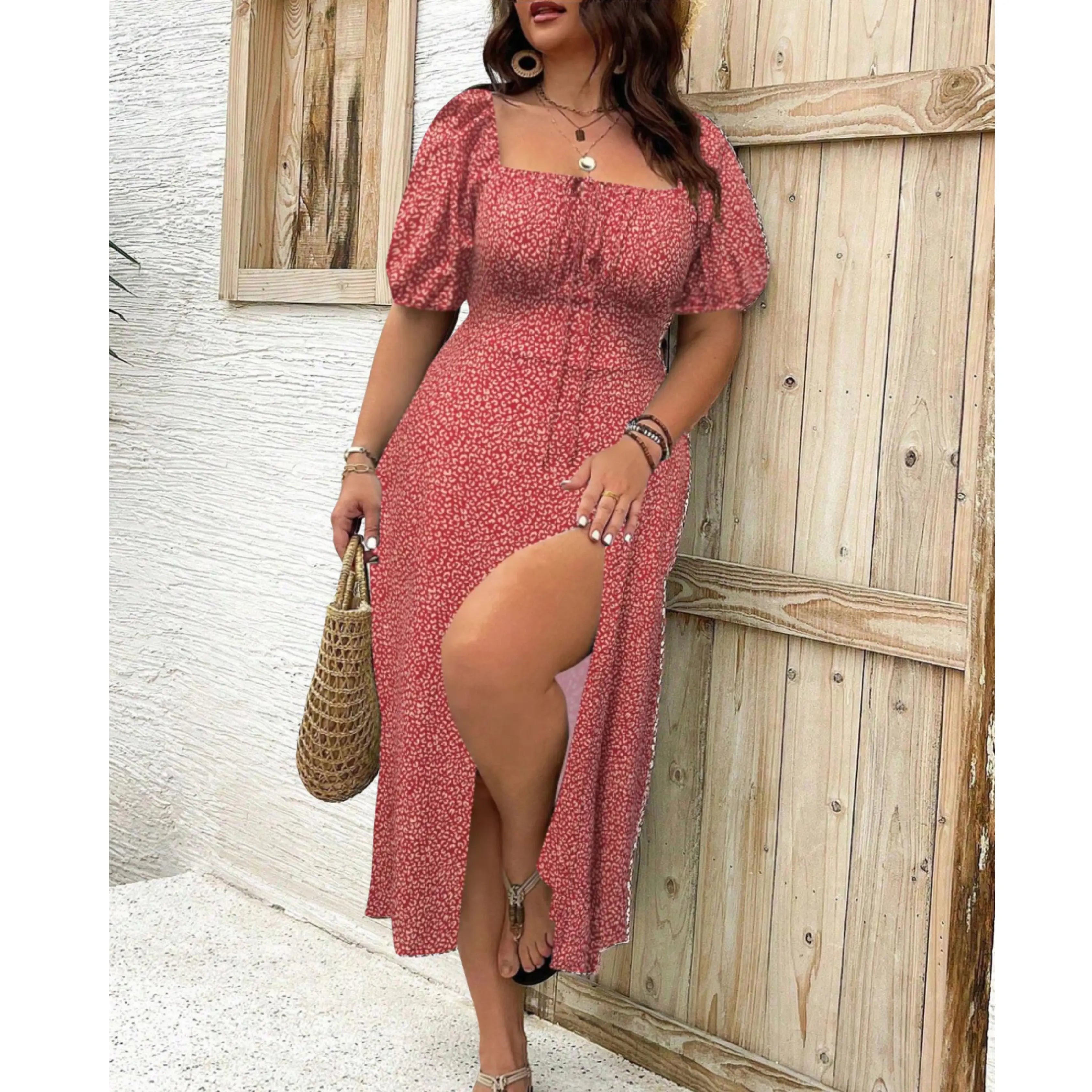 Rinalvo™ | Classy Plus Size Puff Sleeve Maxi Dress Rinalvo™