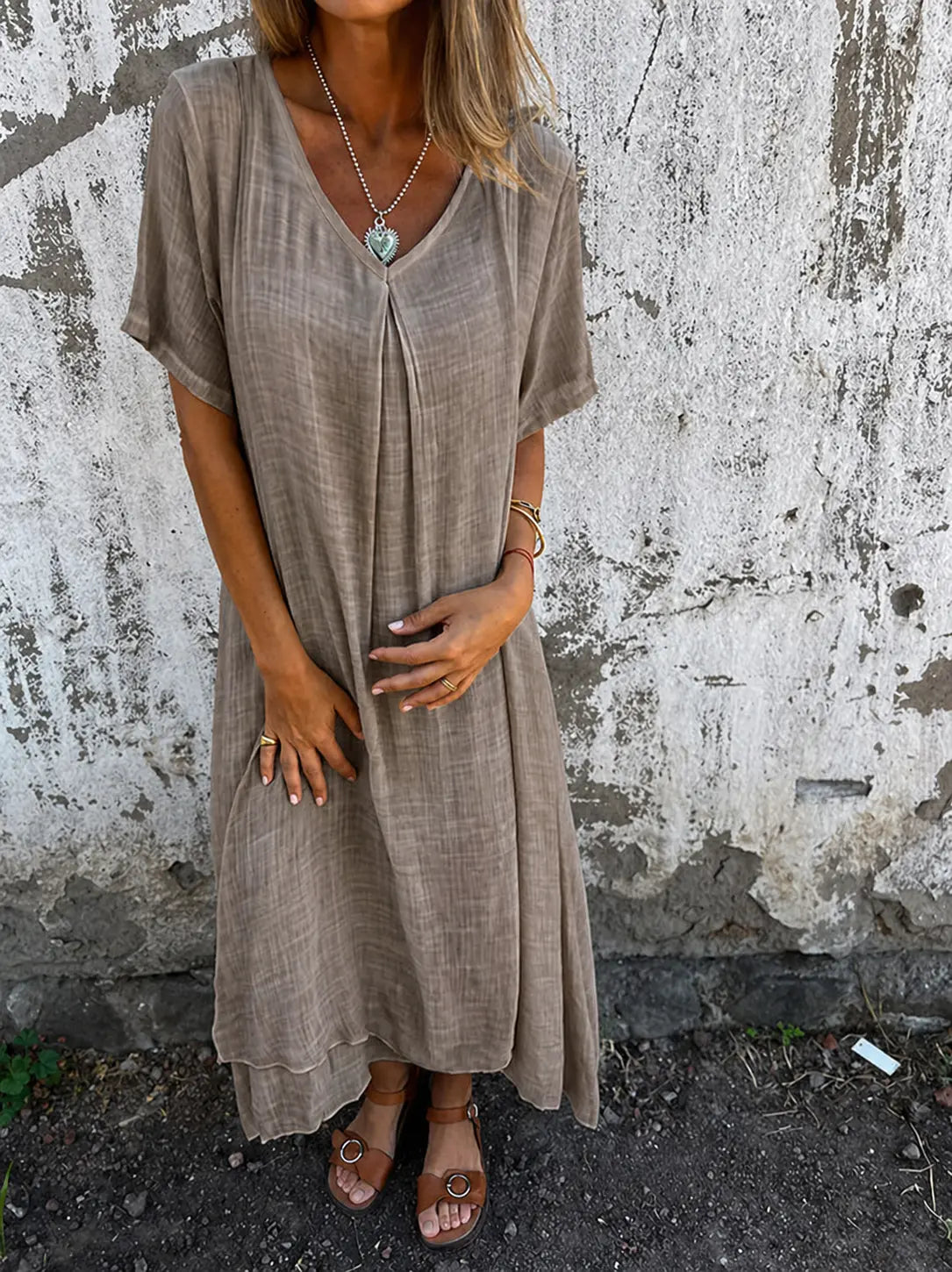 Rinalvo Loose V-neck Dress