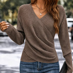 Rinalvo™ | Women's V-Neck Wrap Front Long Sleeve Sweater Rinalvo™