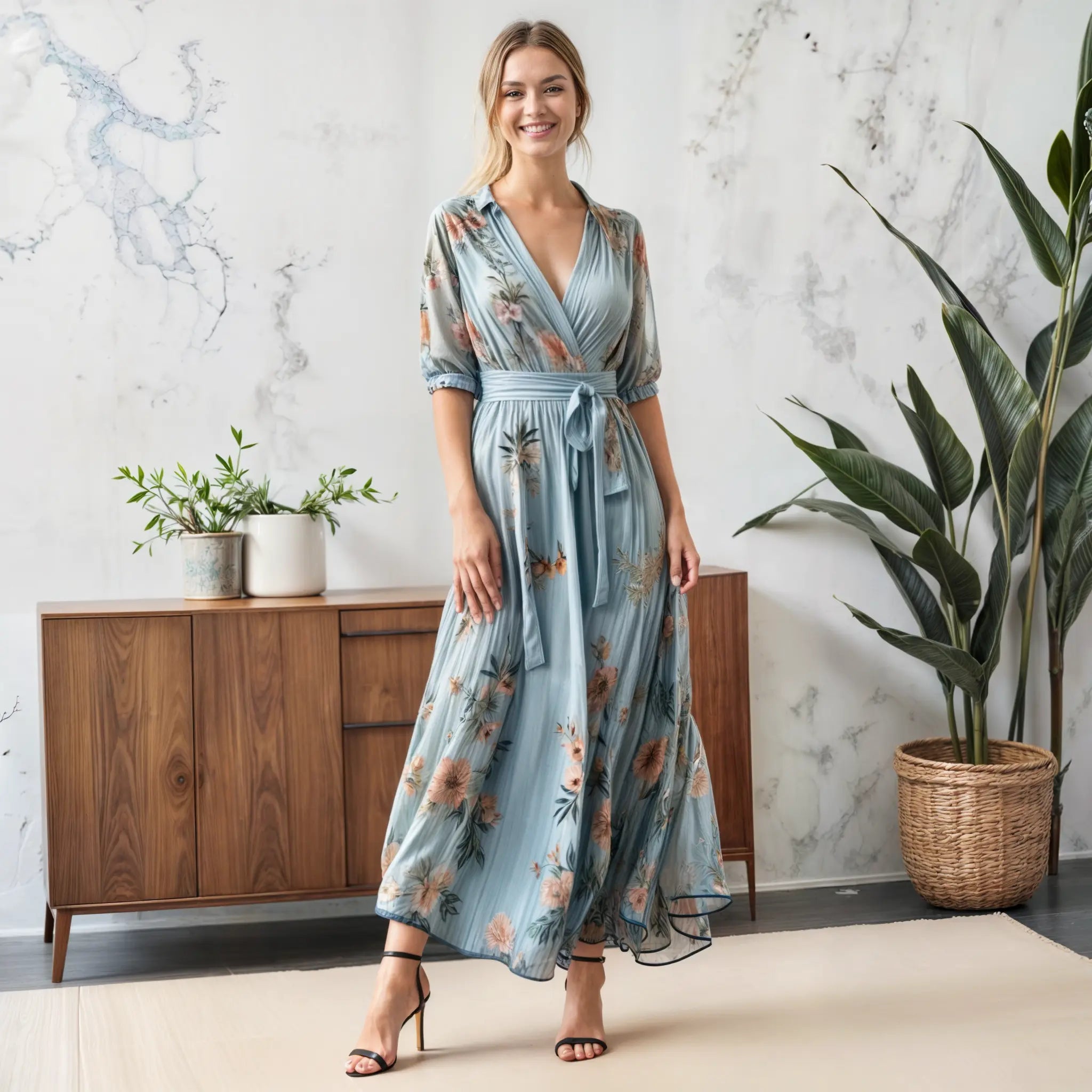 Rinalvo V-Neck Midi Dress