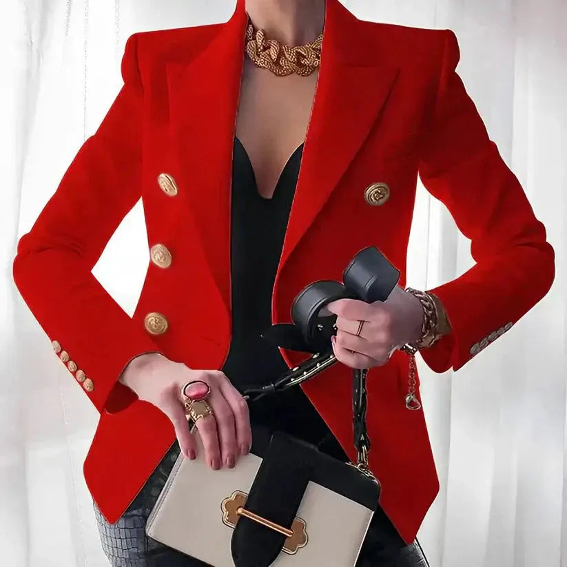 Rinalvo™ | Women's Classic Double-Breasted Blazer with Gold Buttons Rinalvo™