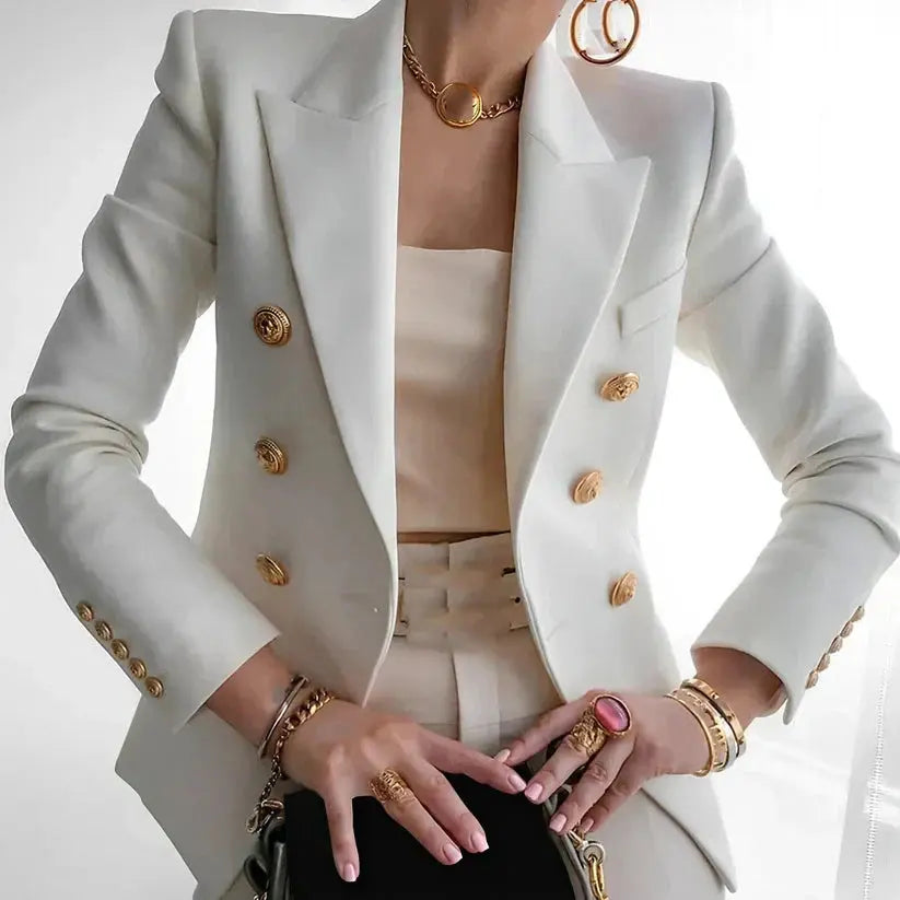 Rinalvo™ | Women's Classic Double-Breasted Blazer with Gold Buttons Rinalvo™