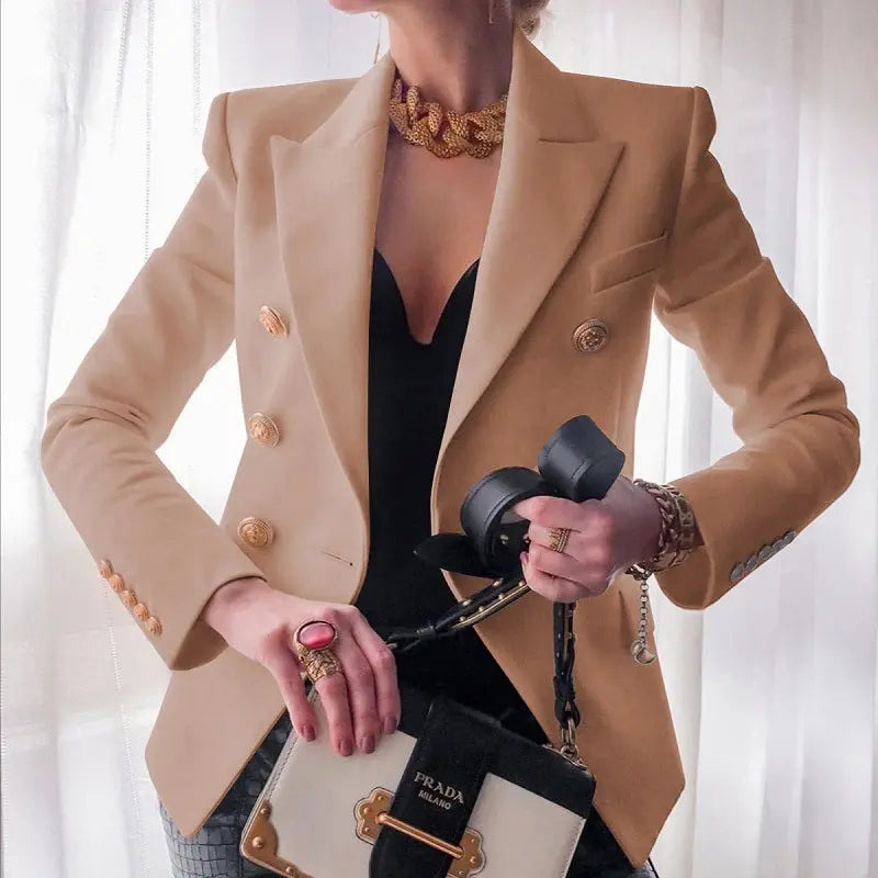 Rinalvo™ | Women's Classic Double-Breasted Blazer with Gold Buttons Rinalvo™