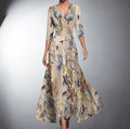 Rinalvo Elegant Maxi Dress with Floral Pattern
