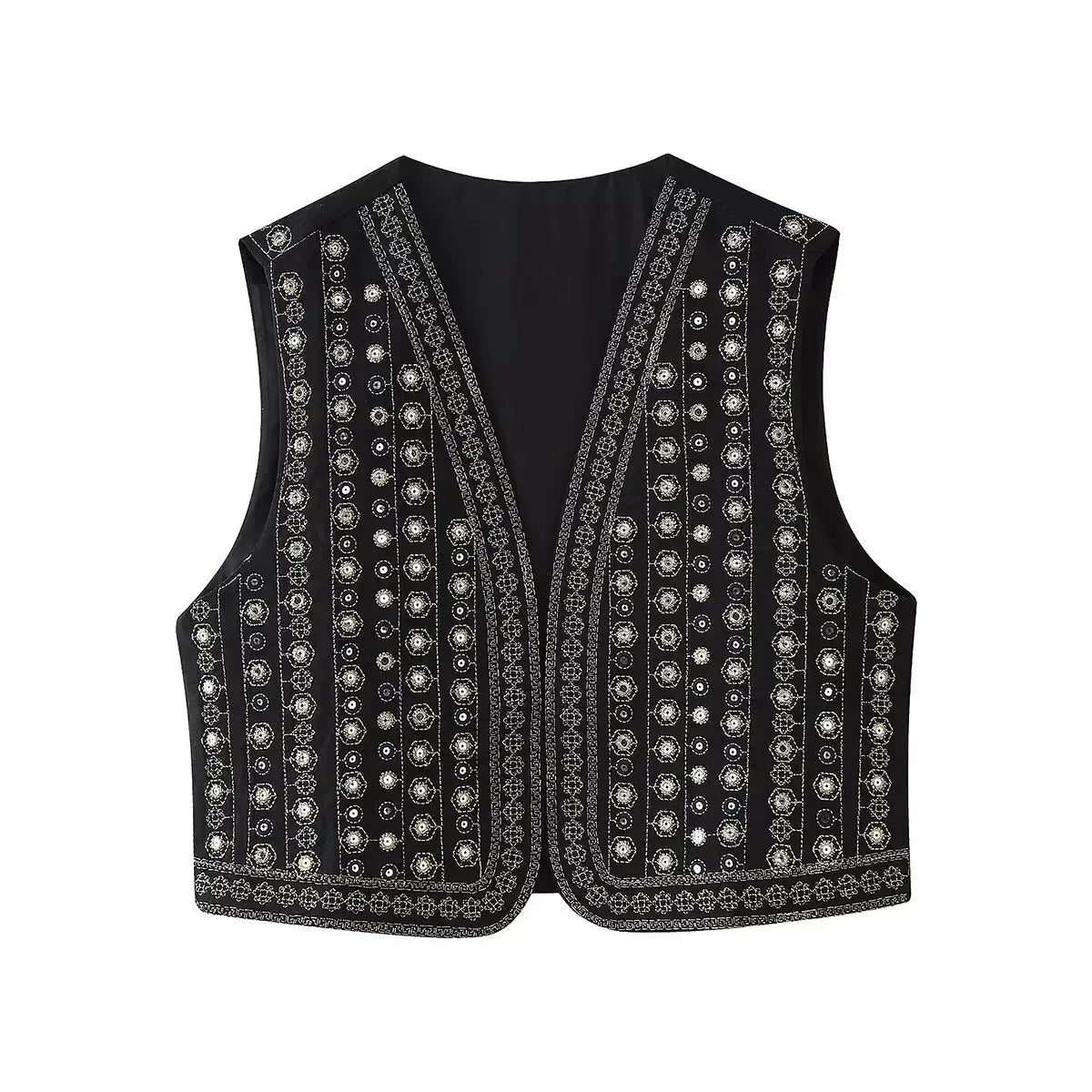Rinalvo Sequin Pattern Boho Vest