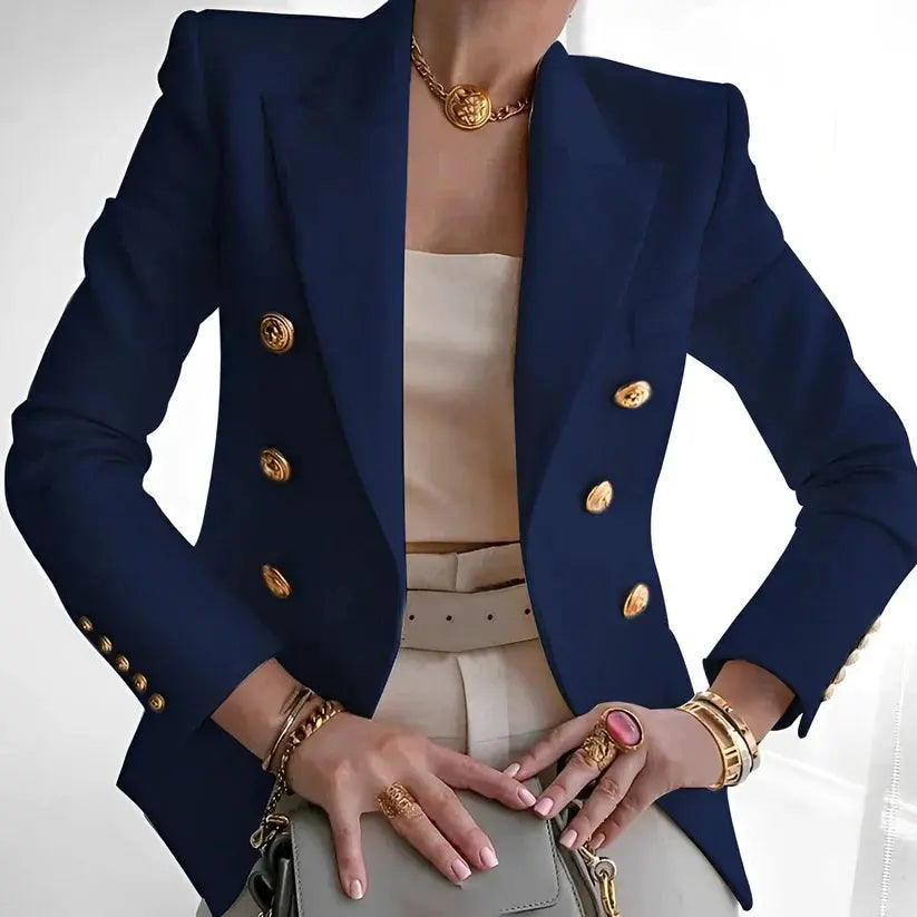 Rinalvo™ | Women's Classic Double-Breasted Blazer with Gold Buttons Rinalvo™