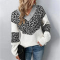 Rinalvo™ Elegant V-neck Sweater Leopard
