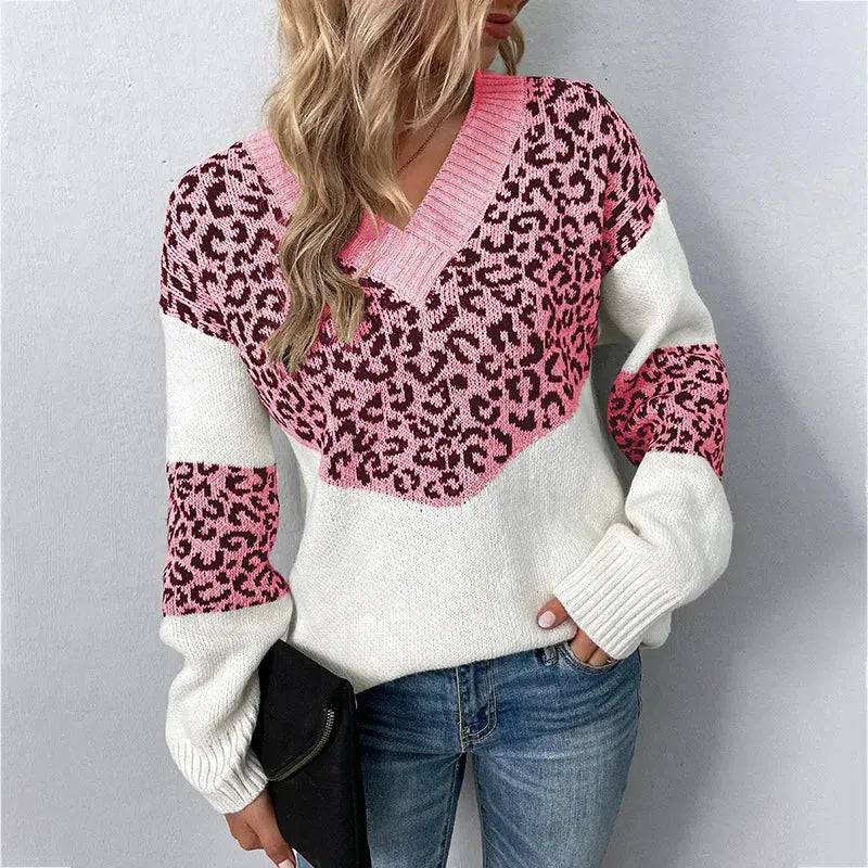 Rinalvo™ | Elegant V-neck Sweater Leopard Rinalvo™