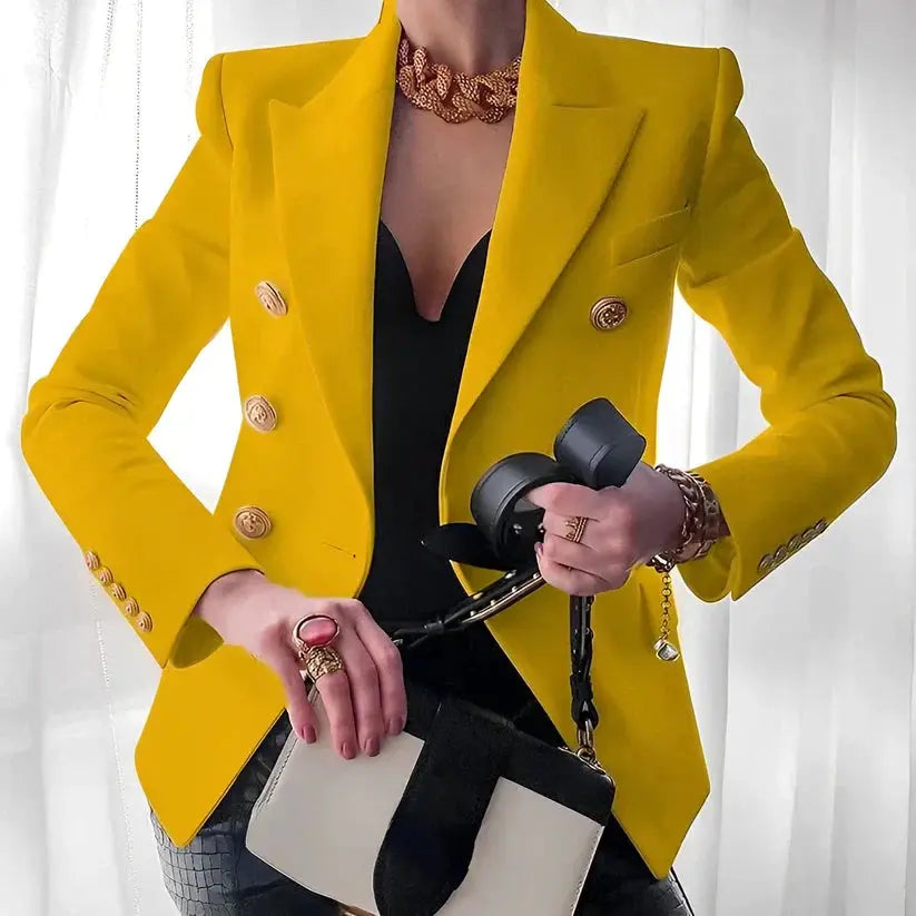 Rinalvo™ | Women's Classic Double-Breasted Blazer with Gold Buttons Rinalvo™