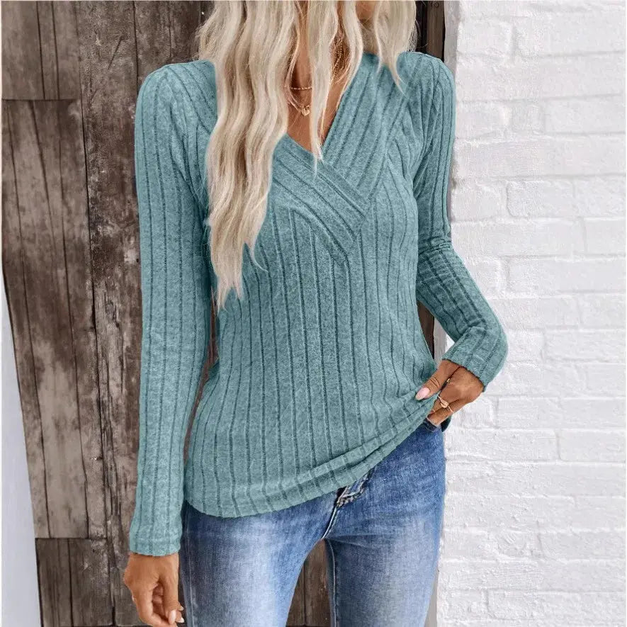 Rinalvo™ Elegant Sunken Stripe Sweater