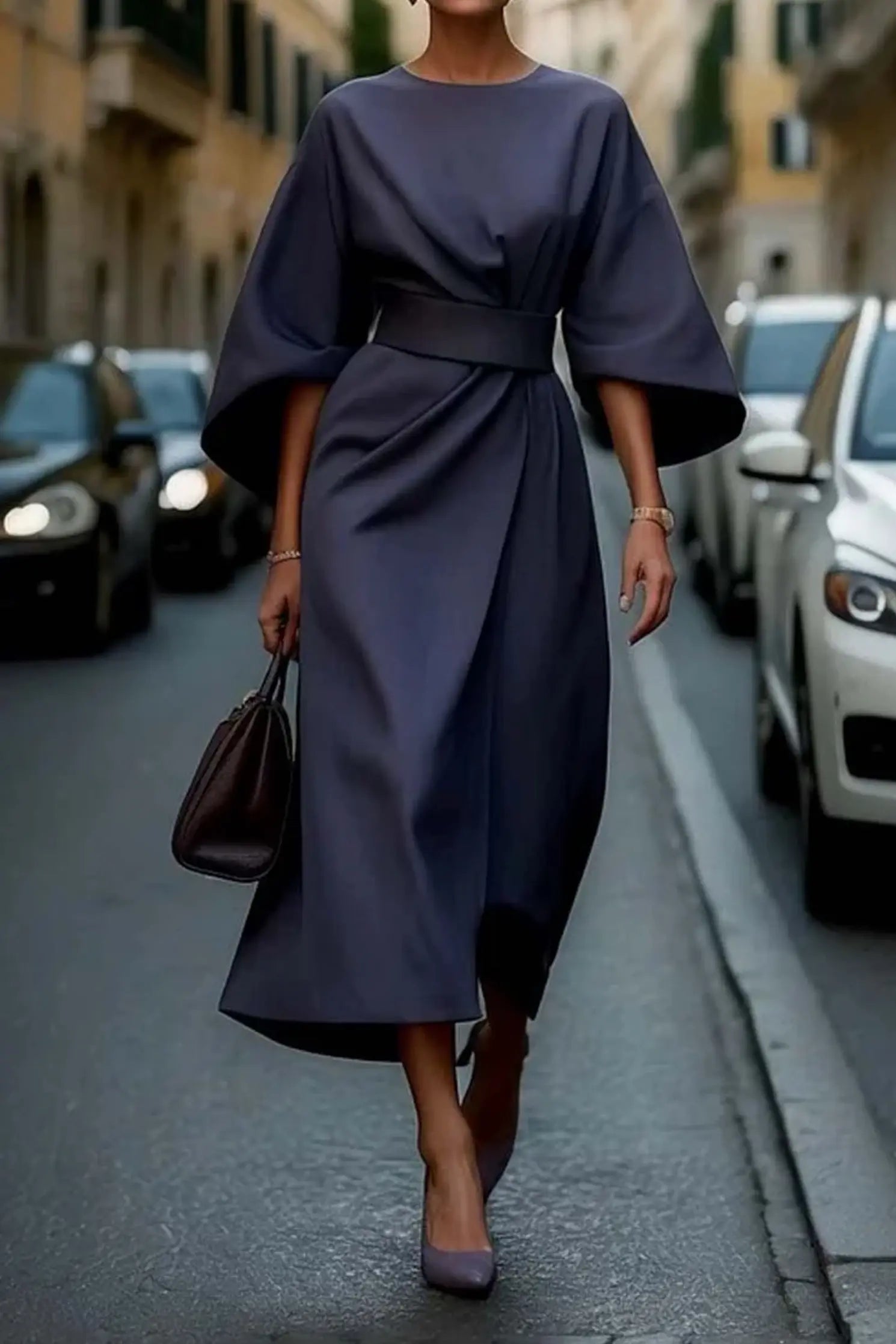 Rinalvo Elegant Dress with Lantern Sleeves
