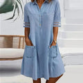 Rinalvo Denim Mini Dress with Side Pockets