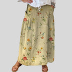Mella™ Retro Floral Elegance Skirt with Elastic Waist and Pockets Rinalvo™