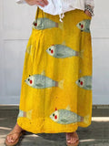 Elli™ Vintage Fish Art Print Pocket Skirt – Retro-Inspired Style with Functional Pockets Rinalvo™