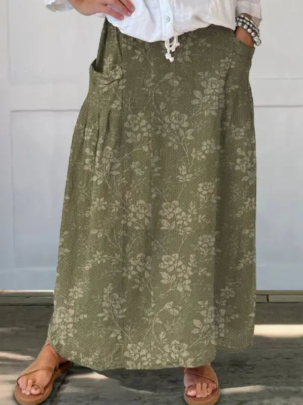 Princess™ Vintage Floral Pocket Skirt with Elastic Waistband Rinalvo™