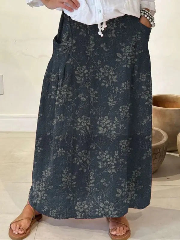 Princess™ Vintage Floral Pocket Skirt with Elastic Waistband Rinalvo™