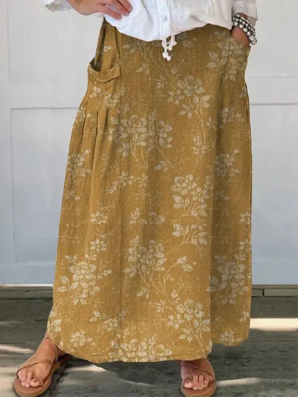 Princess™ Vintage Floral Pocket Skirt with Elastic Waistband Rinalvo™
