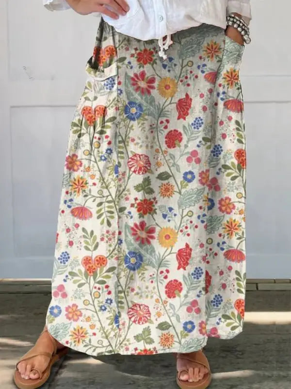Fabi™ Floral-Print Pocket Skirt with Elastic Waistband Rinalvo™