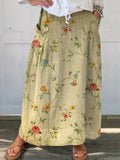 Mella™ Retro Floral Elegance Skirt with Elastic Waist and Pockets Rinalvo™