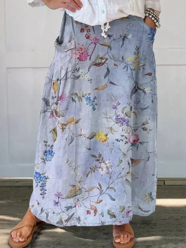 Jeda™ Elegant Vintage Blueprint Pocket Skirt - Timeless Style with Practical Pockets Rinalvo™
