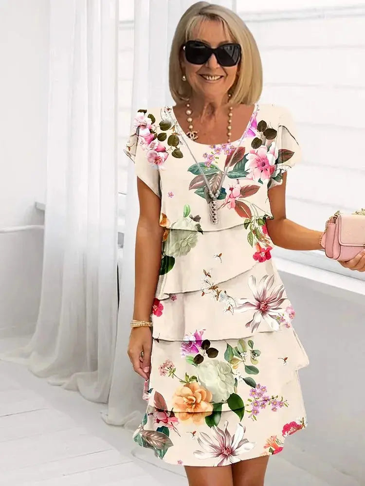 Rinalvo™ | Ruffled Floral Pleated Dress Rinalvo™