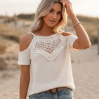 Boho Off Shoulder Crochet Knit Top