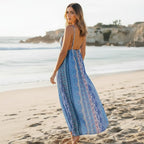 Boho Floral Backless Maxi Dress