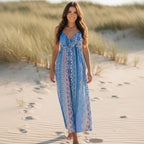 Boho Floral Backless Maxi Dress