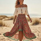 Boho Floral High Low Maxi Skirt