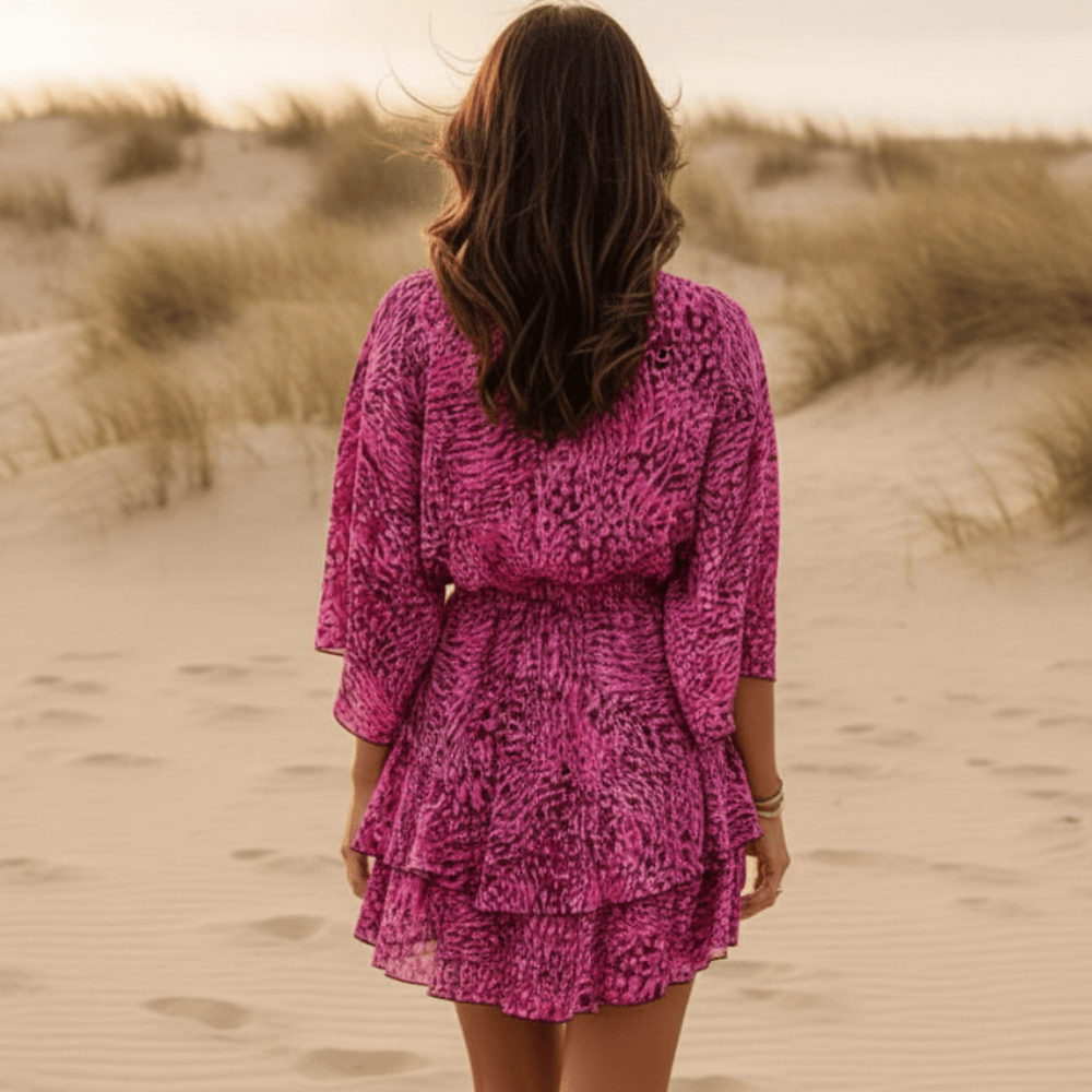 Purple Boho Floral Mini Dress