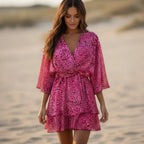 Purple Boho Floral Mini Dress