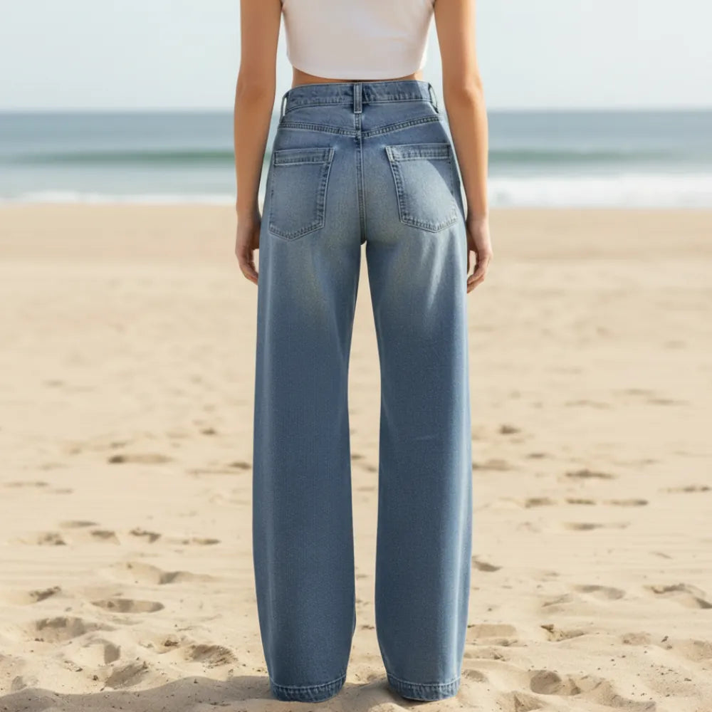 Boho Wide Leg High Waist Jeans