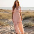 Blush Pink Boho Lace Maxi Dress