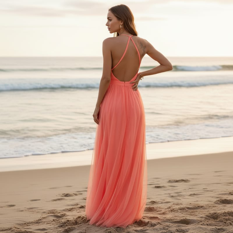 Boho Backless Halter Maxi Dress