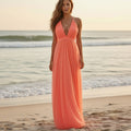 Boho Backless Halter Maxi Dress