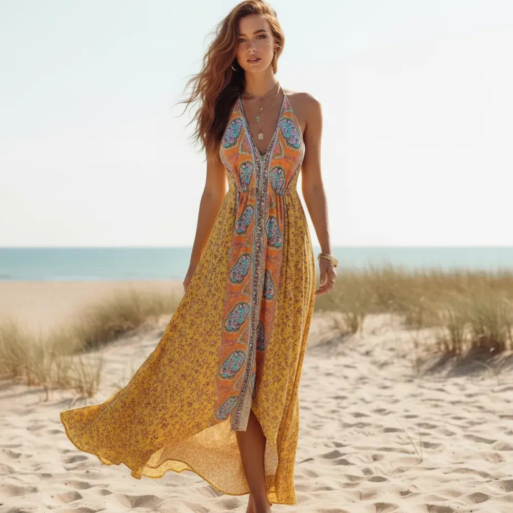 Boho Floral High Low Maxi Dress