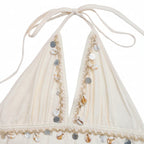 Boho Halter V-Neck Open Back Maxi Dress