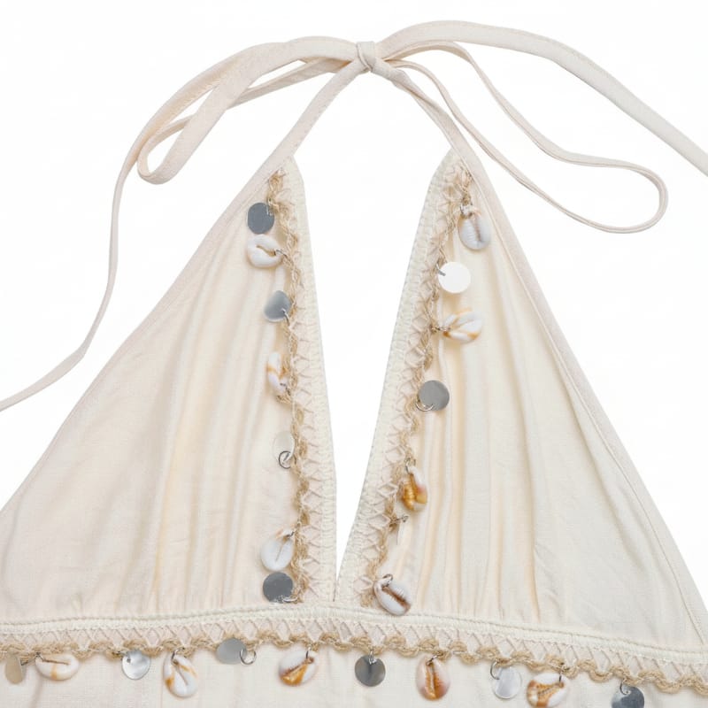 Boho Halter V-Neck Open Back Maxi Dress