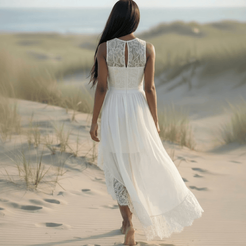 Boho Lace Hollow-Out Midi Dress